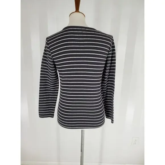 CROFT & BARROW Women's Black & White Striped Pajama Top Sz S - Picture 4 of 7